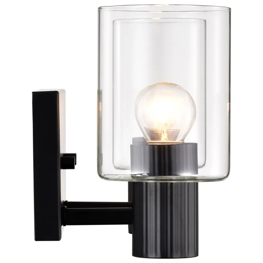 Clarksville 2-Light Vanity in Matte Black with Clear Glass - Image 10