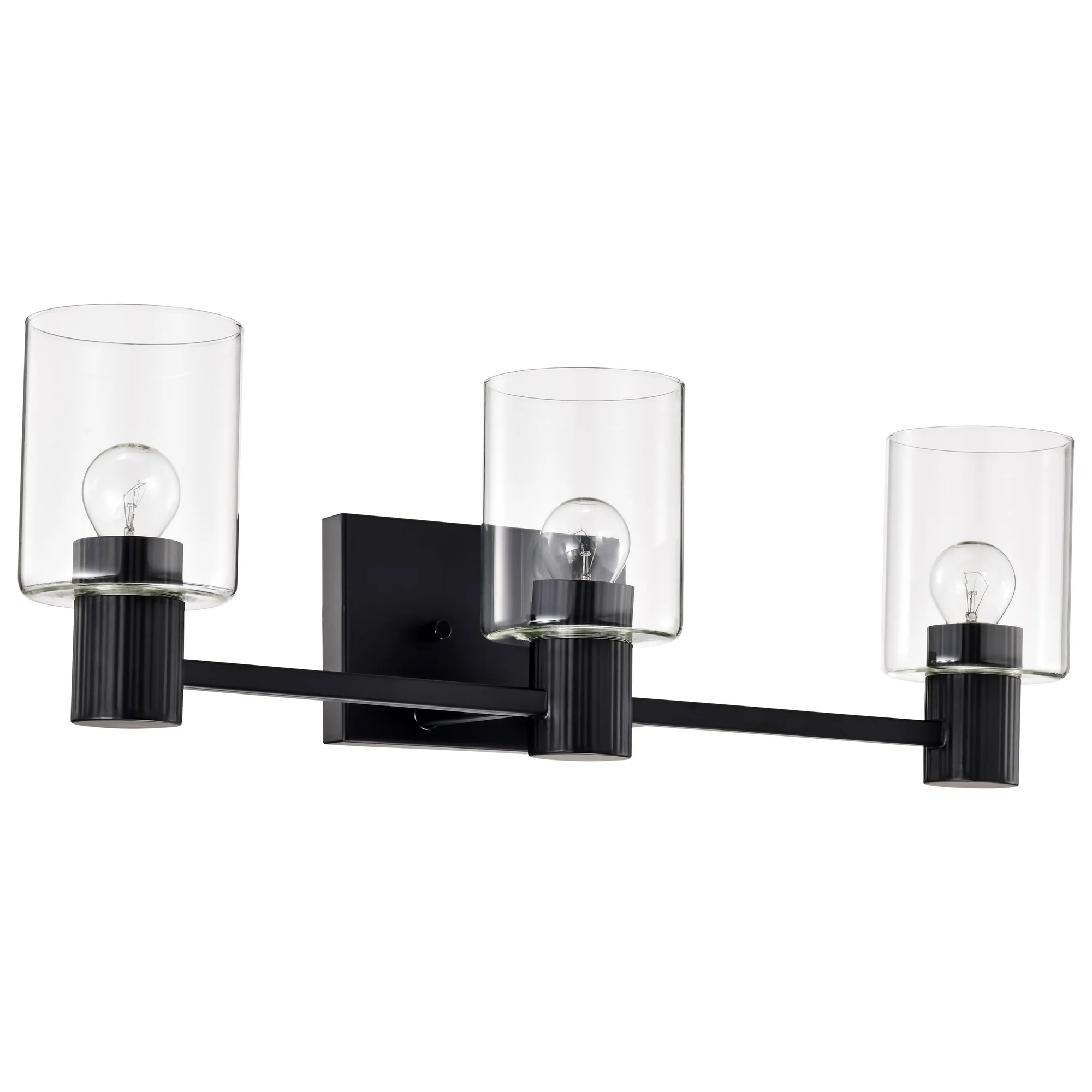 Clarksville 3-Light Vanity in Matte Black with Clear Glass