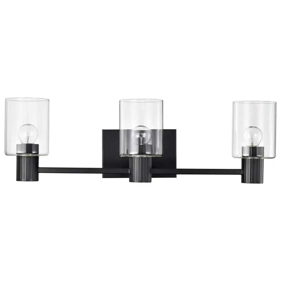 Clarksville 3-Light Vanity in Matte Black with Clear Glass - Image 11