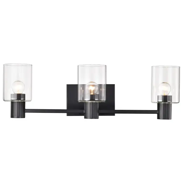 Clarksville 3-Light Vanity in Matte Black with Clear Glass - Image 12