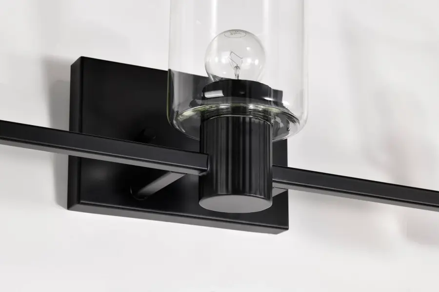 Clarksville 3-Light Vanity in Matte Black with Clear Glass - Image 18