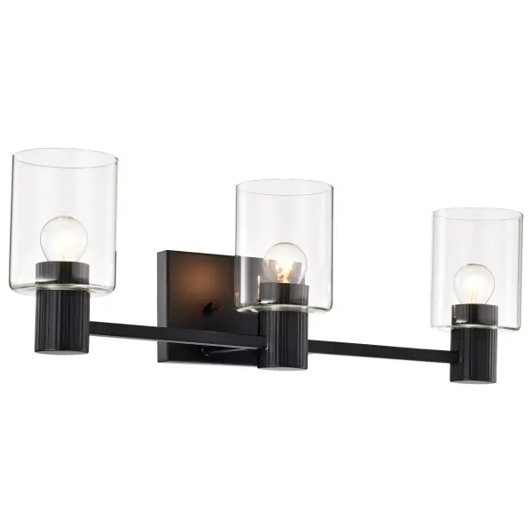 Clarksville 3-Light Vanity in Matte Black with Clear Glass - Image 4