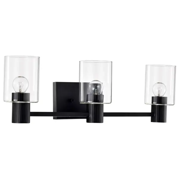 Clarksville 3-Light Vanity in Matte Black with Clear Glass - Image 5