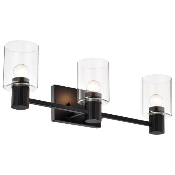 Clarksville 3-Light Vanity in Matte Black with Clear Glass - Image 7