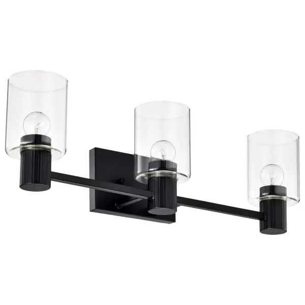 Clarksville 3-Light Vanity in Matte Black with Clear Glass - Image 8