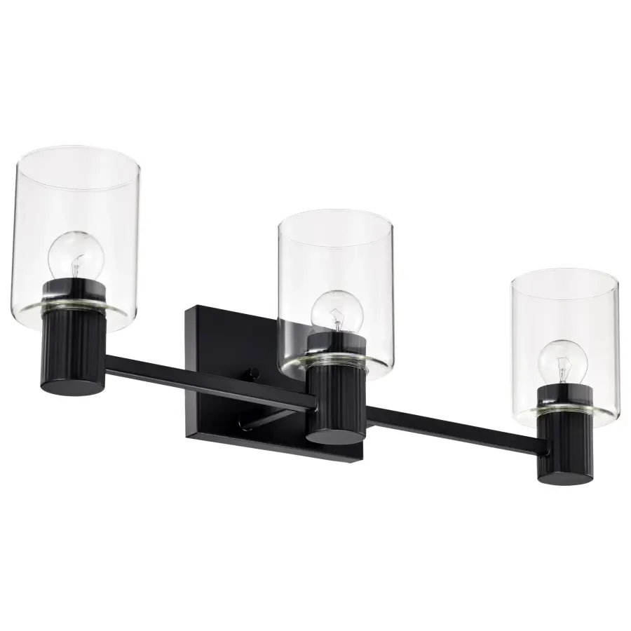 Clarksville 3-Light Vanity in Matte Black with Clear Glass - Image 8