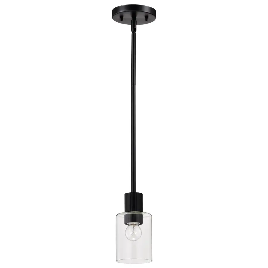 Clarksville Mini Pendant - Matte Black with Clear Glass - Image 1