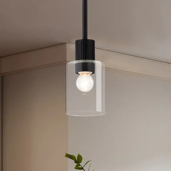 Clarksville Mini Pendant - Matte Black with Clear Glass - Image 3