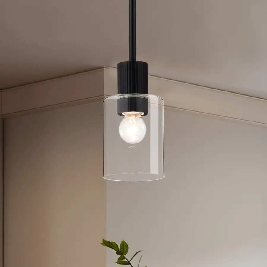 Clarksville Mini Pendant - Matte Black with Clear Glass - Image 3