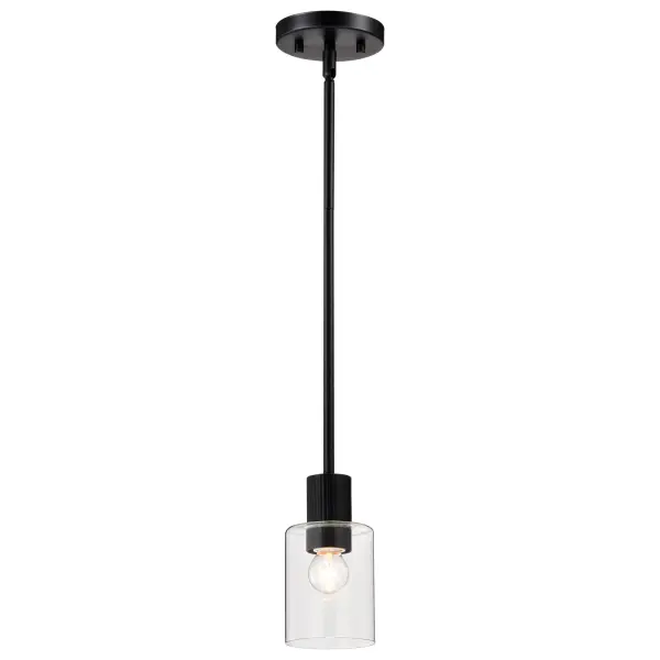 Clarksville Mini Pendant - Matte Black with Clear Glass - Image 4