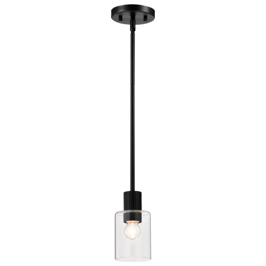 Clarksville Mini Pendant - Matte Black with Clear Glass - Image 4