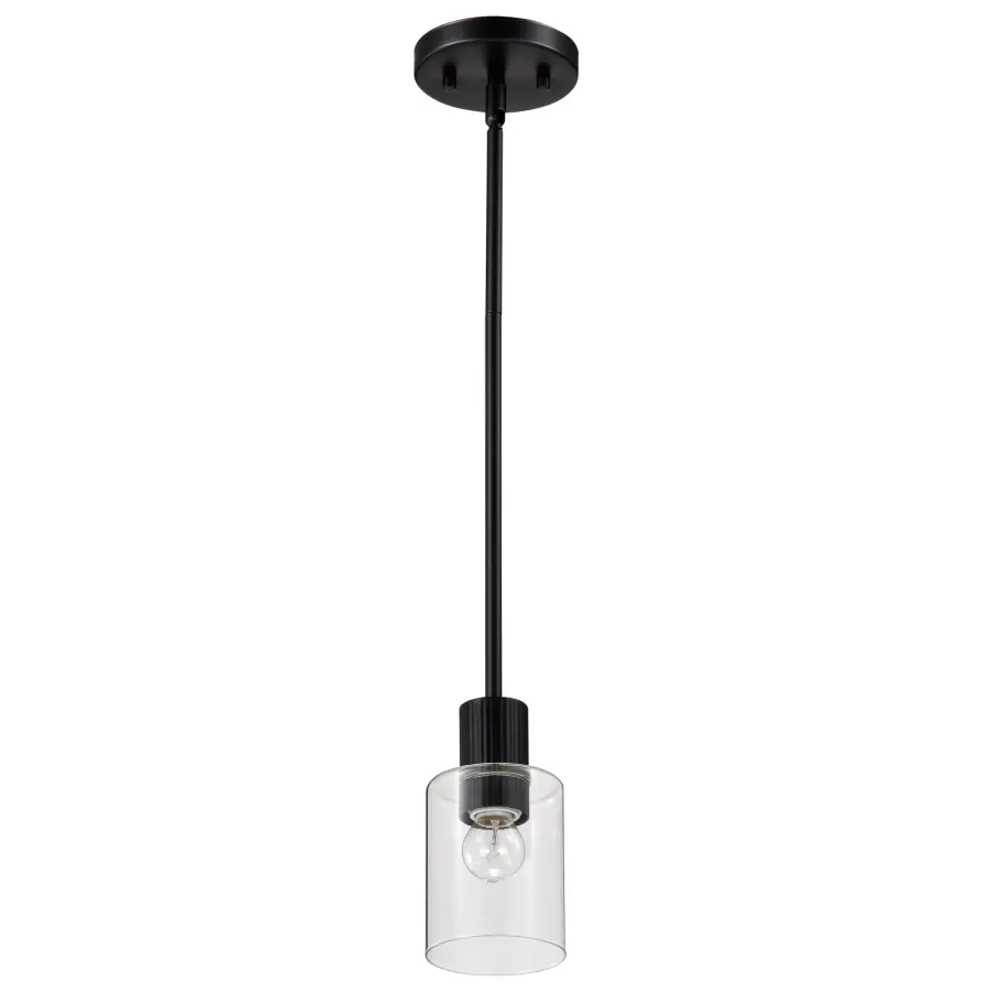 Clarksville Mini Pendant - Matte Black with Clear Glass - Image 7