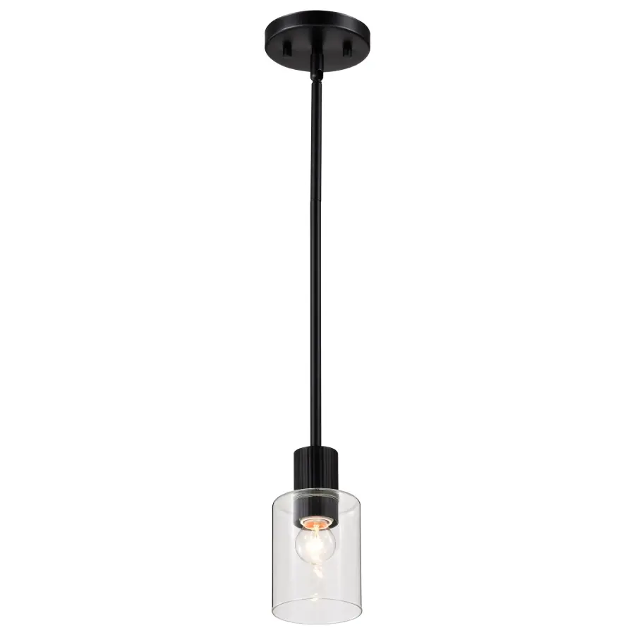 Clarksville Mini Pendant - Matte Black with Clear Glass - Image 8