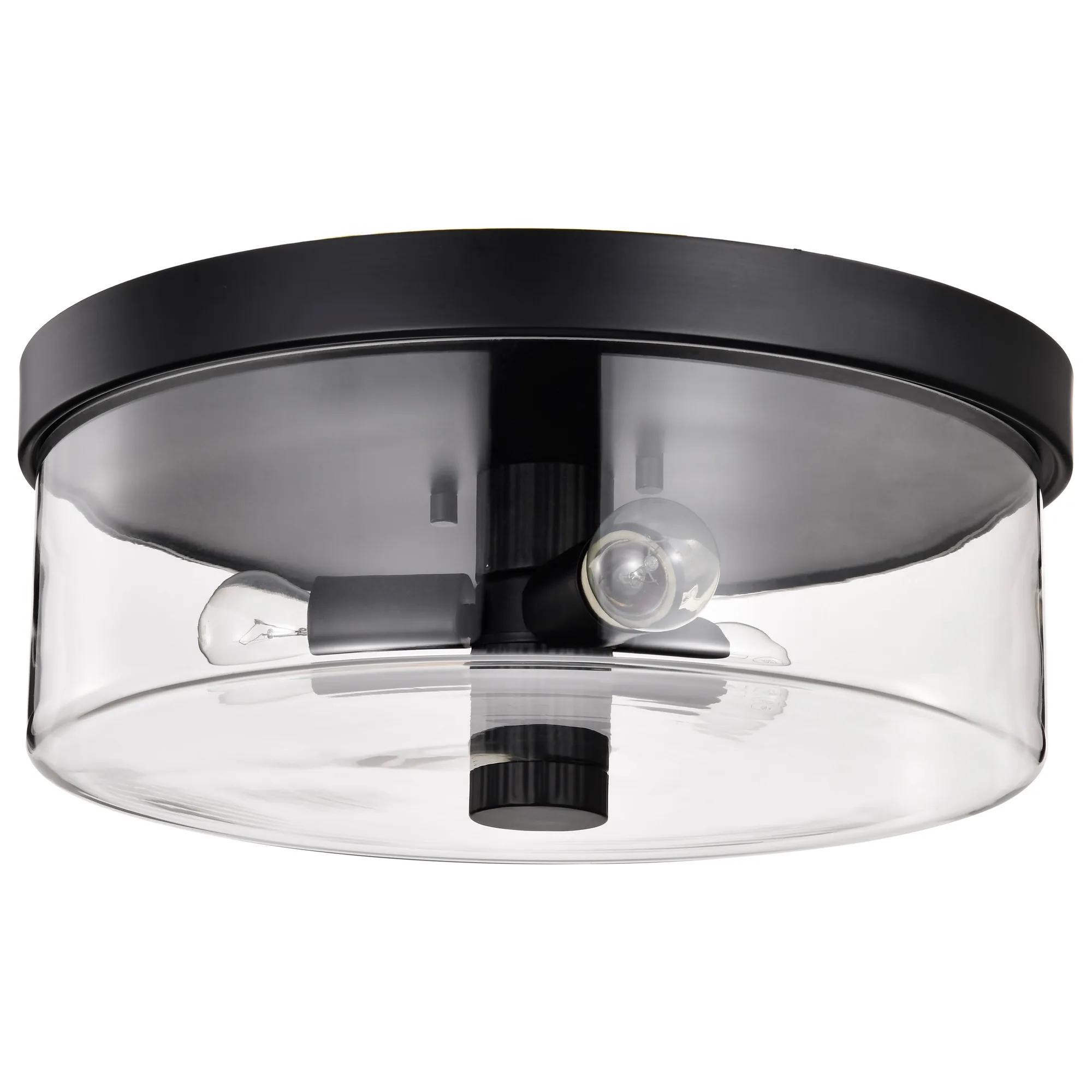 Clarksville 15-Inch Flush Mount in Matte Black with Clear Glass