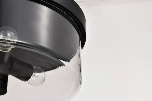 Clarksville 15-Inch Flush Mount in Matte Black with Clear Glass - Image 12