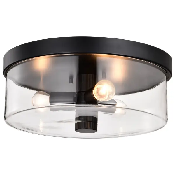 Clarksville 15-Inch Flush Mount in Matte Black with Clear Glass - Image 4