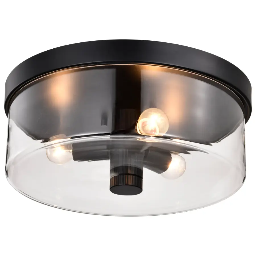 Clarksville 15-Inch Flush Mount in Matte Black with Clear Glass - Image 6