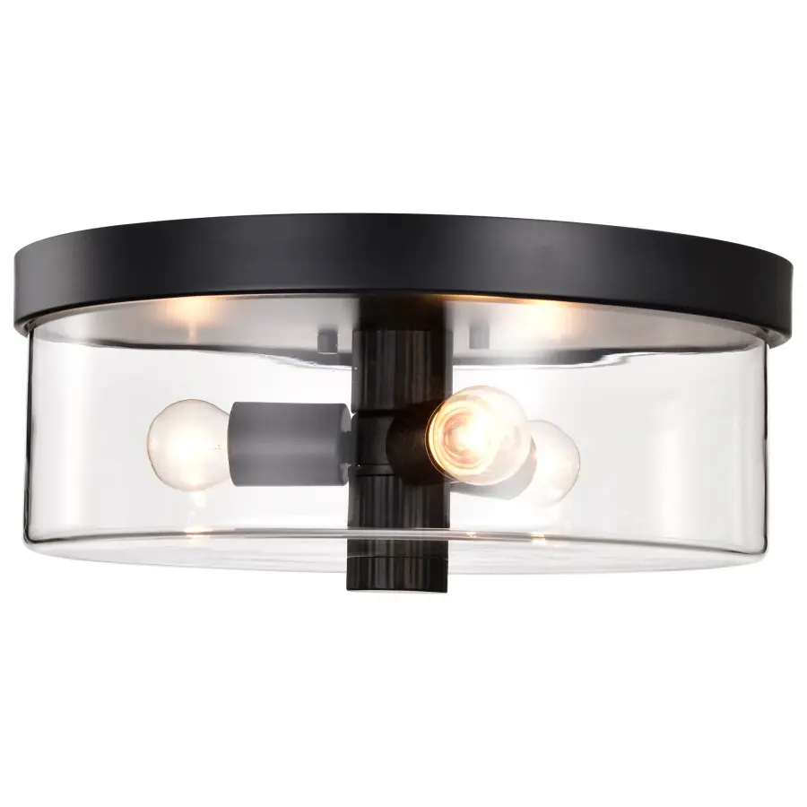 Clarksville 15-Inch Flush Mount in Matte Black with Clear Glass - Image 8
