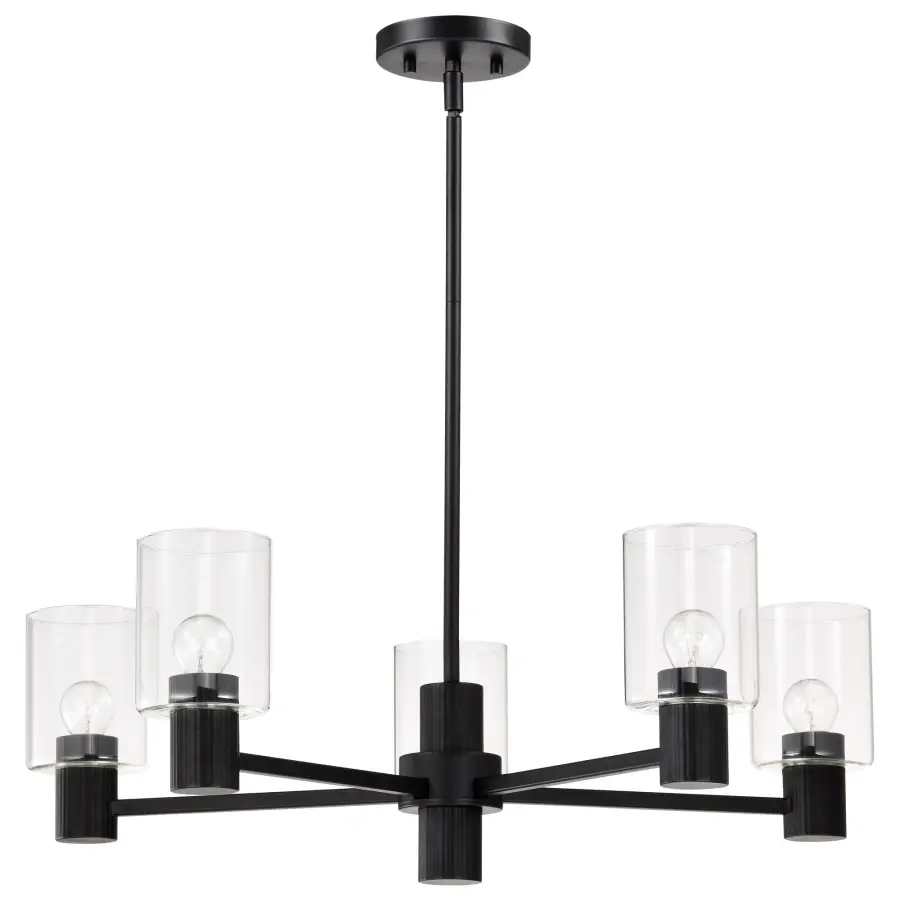 Clarksville 5-Light Chandelier in Matte Black with Clear Glass - Image 1