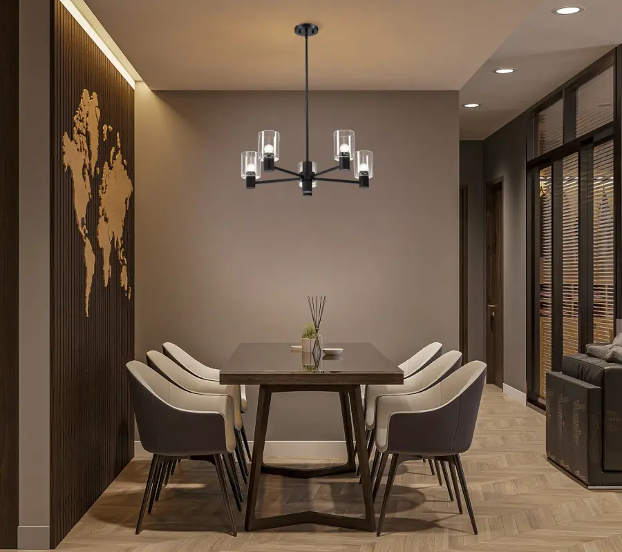 Clarksville 5-Light Chandelier in Matte Black with Clear Glass - Image 2