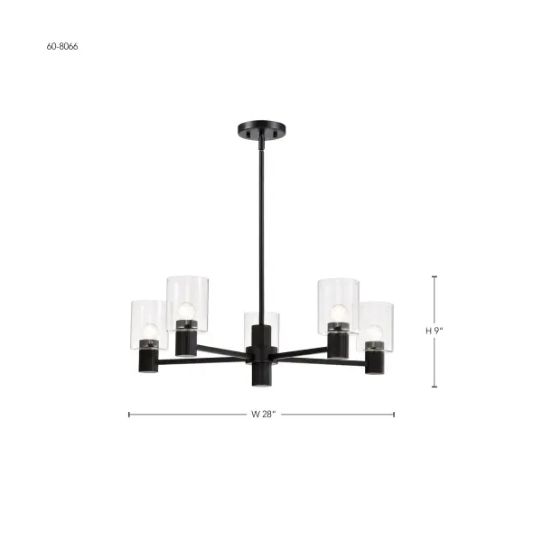 Clarksville 5-Light Chandelier in Matte Black with Clear Glass - Image 17