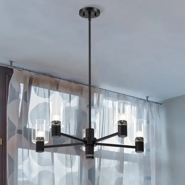 Clarksville 5-Light Chandelier in Matte Black with Clear Glass - Image 5