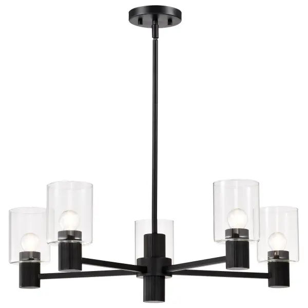 Clarksville 5-Light Chandelier in Matte Black with Clear Glass - Image 6