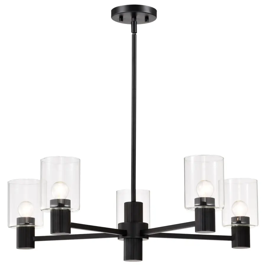 Clarksville 5-Light Chandelier in Matte Black with Clear Glass - Image 6