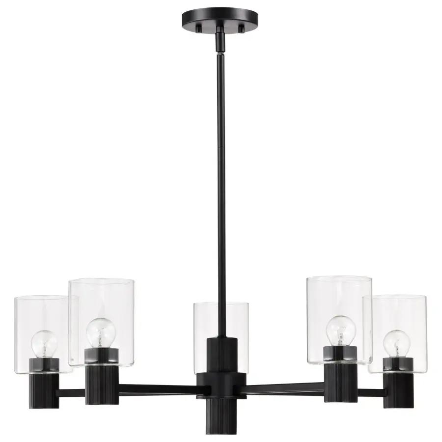 Clarksville 5-Light Chandelier in Matte Black with Clear Glass - Image 7