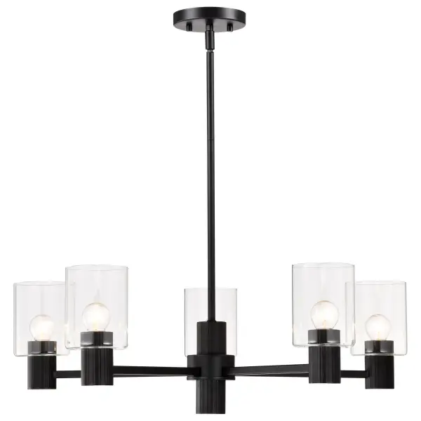 Clarksville 5-Light Chandelier in Matte Black with Clear Glass - Image 8