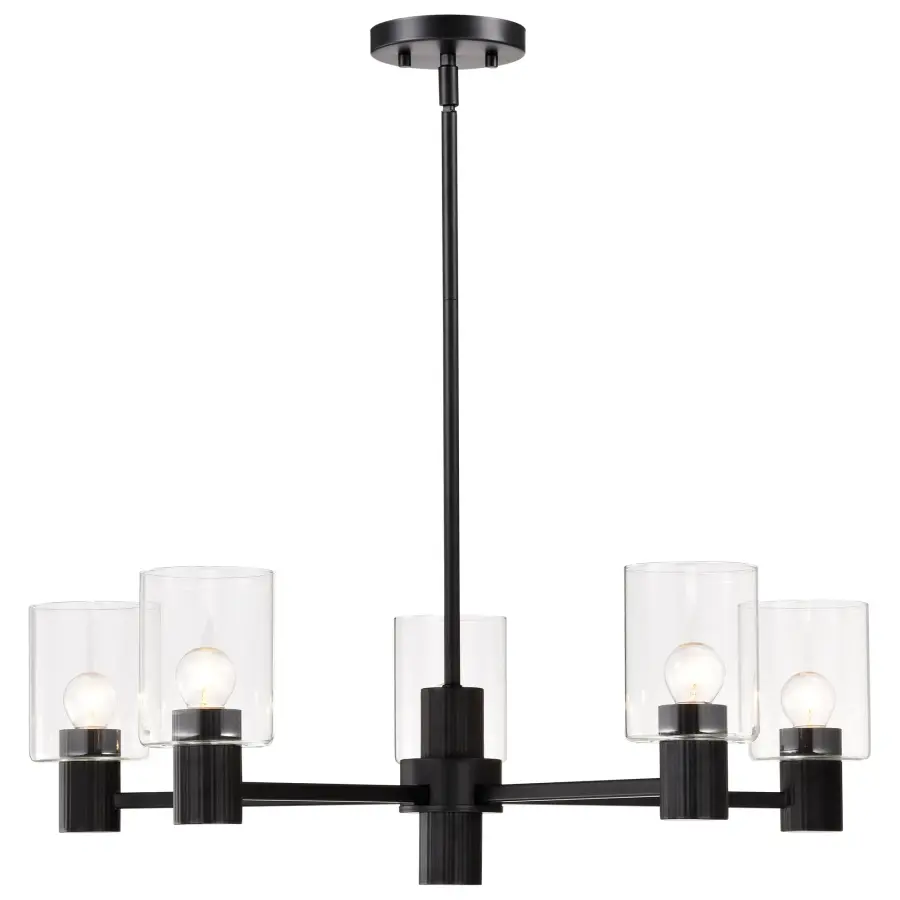 Clarksville 5-Light Chandelier in Matte Black with Clear Glass - Image 8