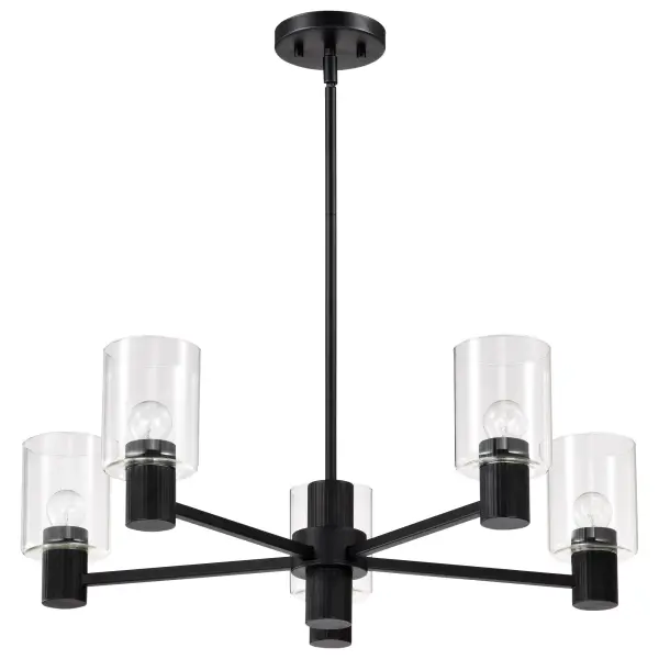 Clarksville 5-Light Chandelier in Matte Black with Clear Glass - Image 9