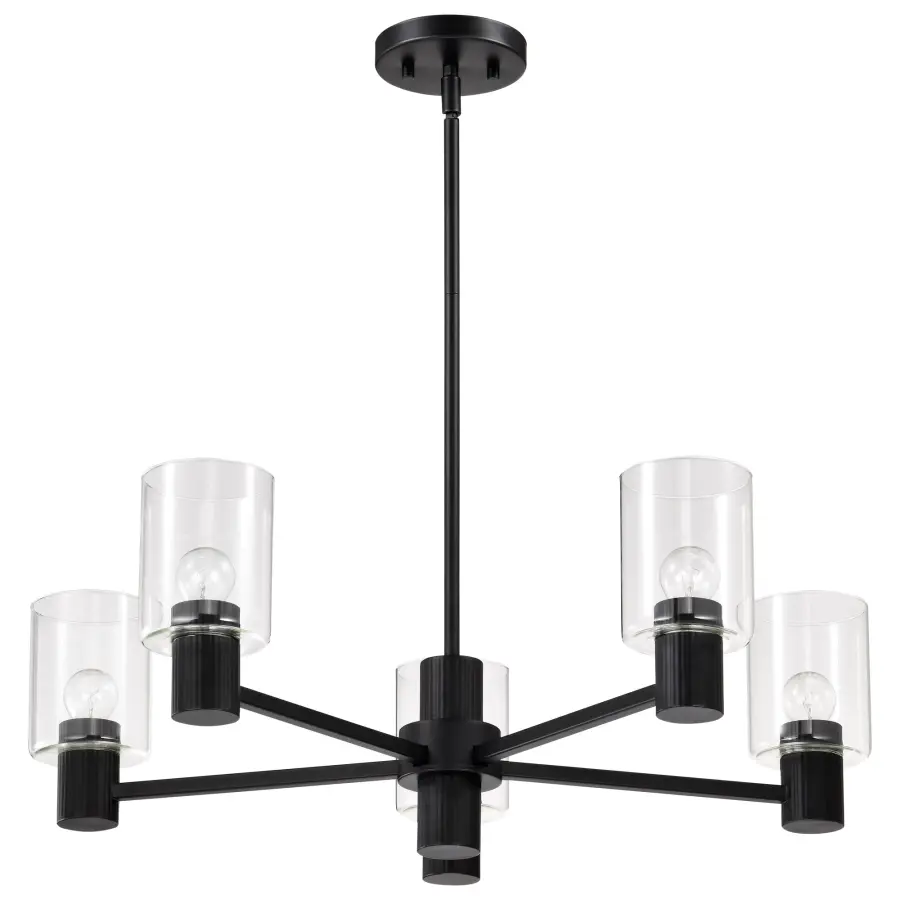 Clarksville 5-Light Chandelier in Matte Black with Clear Glass - Image 9