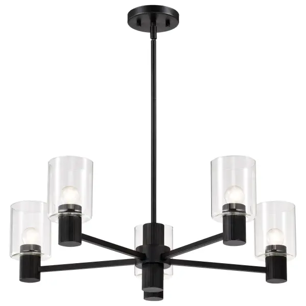 Clarksville 5-Light Chandelier in Matte Black with Clear Glass - Image 10
