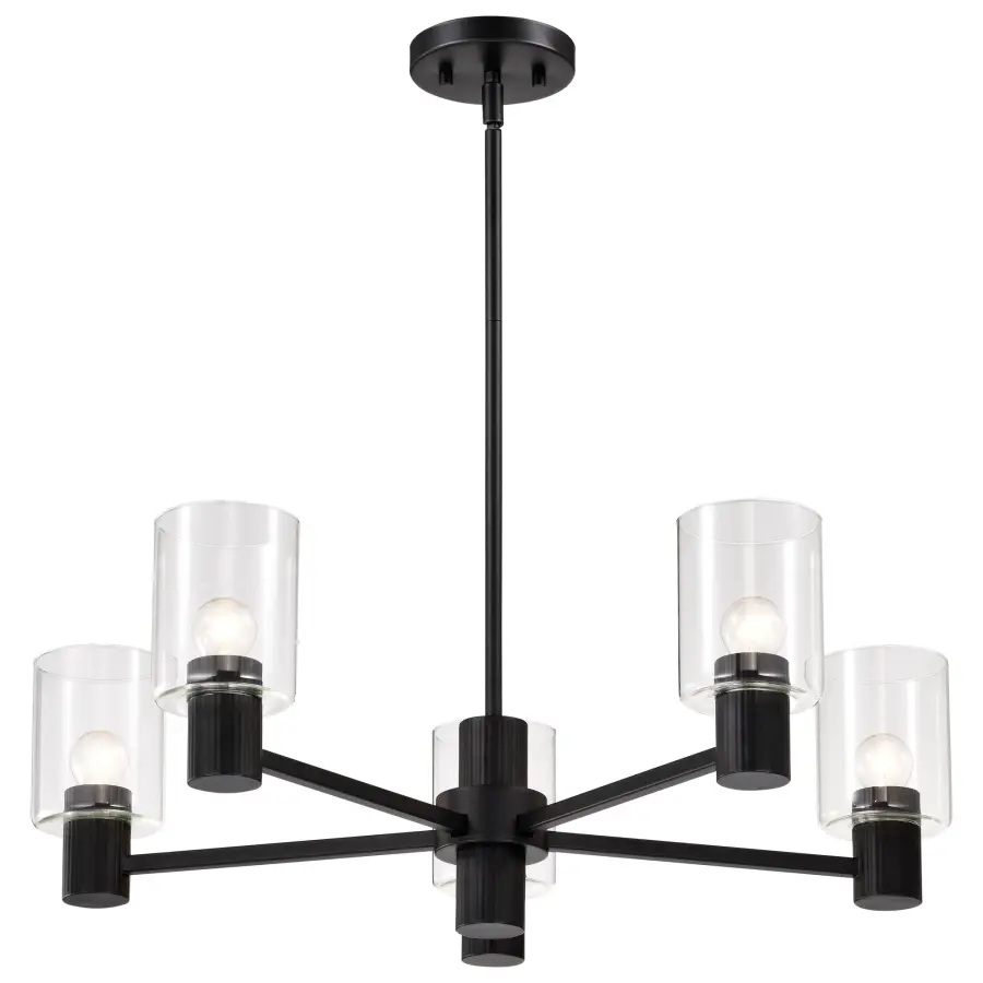Clarksville 5-Light Chandelier in Matte Black with Clear Glass - Image 10