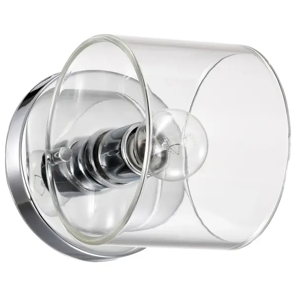 The Marlowe 1-Light Vanity combines contemporary design with timeless elegance. Its horizontal clear glass cylinder and polished nickel finish create a warm, inviting glow perfect for modern bathrooms and powder rooms.