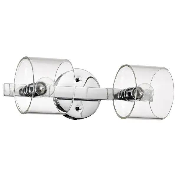 The Marlowe 2-Light Vanity combines contemporary design with timeless elegance. Its polished nickel finish and clear glass shades create a warm, inviting glow perfect for modern bathrooms and powder rooms.