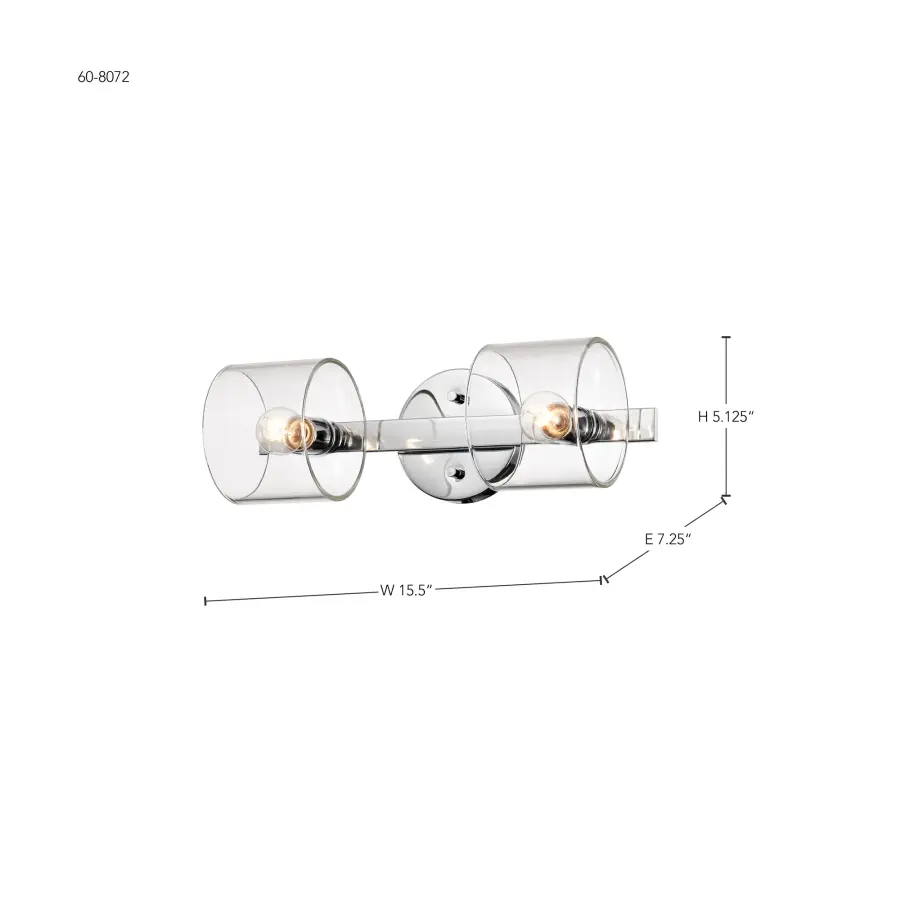 Marlowe 2-Light Vanity in Polished Nickel with Clear Glass - Image 19