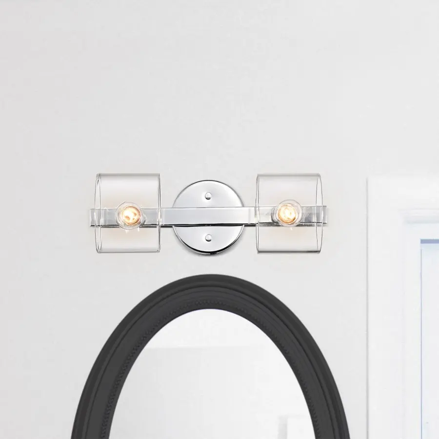 Marlowe 2-Light Vanity in Polished Nickel with Clear Glass - Image 3