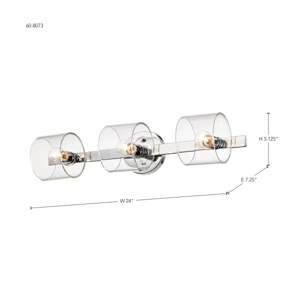 Marlowe 3-Light Vanity in Polished Nickel with Clear Glass - Image 17