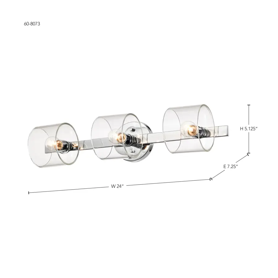 Marlowe 3-Light Vanity in Polished Nickel with Clear Glass - Image 17