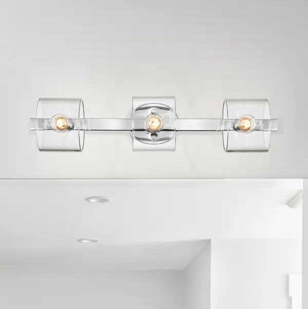 Marlowe 3-Light Vanity in Polished Nickel with Clear Glass - Image 3