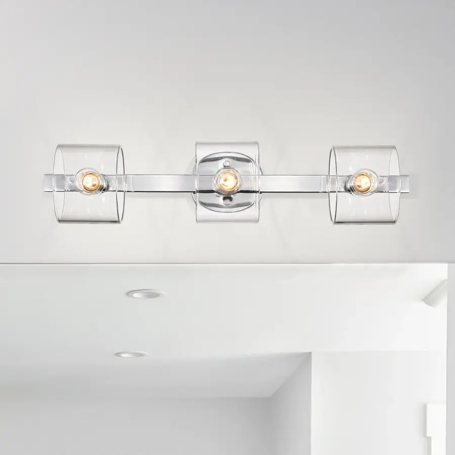 Marlowe 3-Light Vanity in Polished Nickel with Clear Glass - Image 3