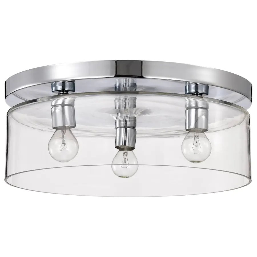 Marlowe 15" Flush Mount in Polished Nickel with Clear Glass - Image 1