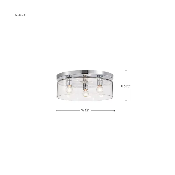 Marlowe 15" Flush Mount in Polished Nickel with Clear Glass - Image 15