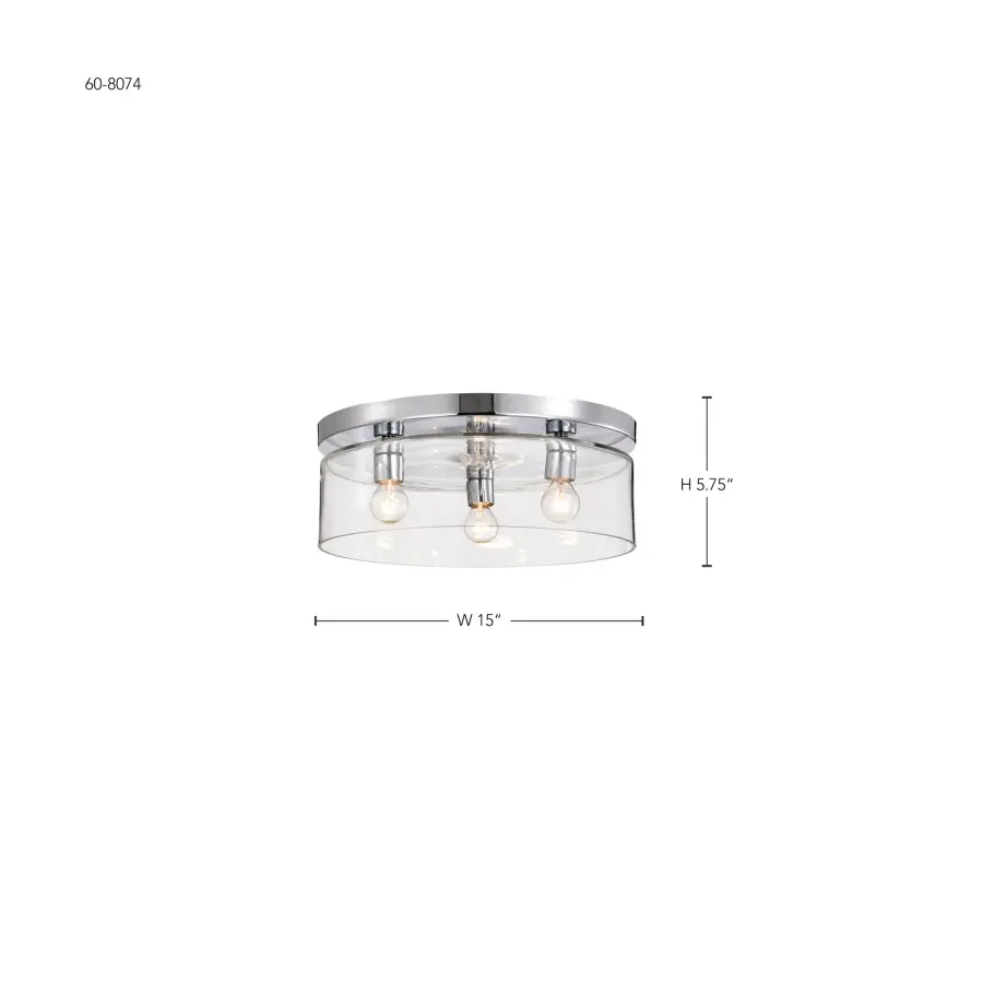 Marlowe 15" Flush Mount in Polished Nickel with Clear Glass - Image 15