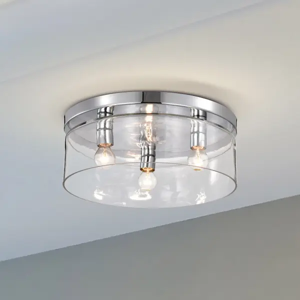 Marlowe 15" Flush Mount in Polished Nickel with Clear Glass - Image 3