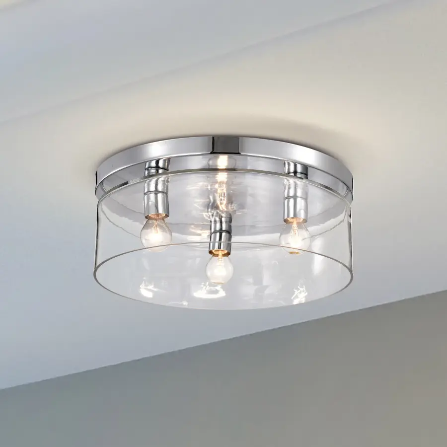 Marlowe 15" Flush Mount in Polished Nickel with Clear Glass - Image 3