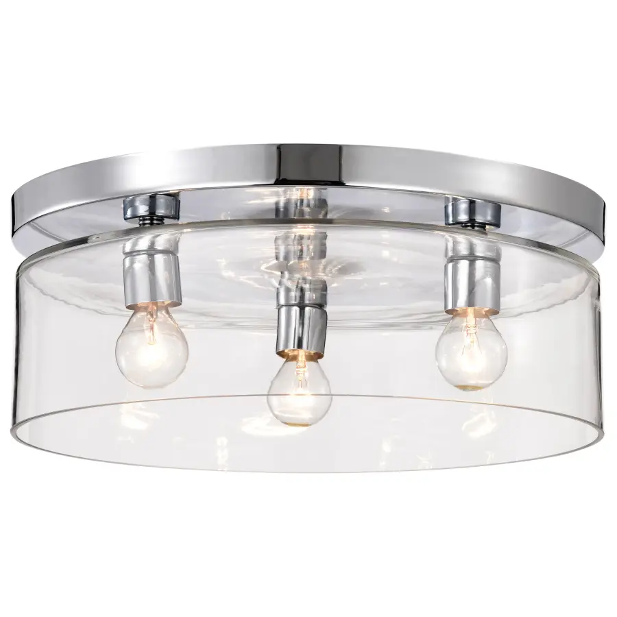 Marlowe 15" Flush Mount in Polished Nickel with Clear Glass - Image 4