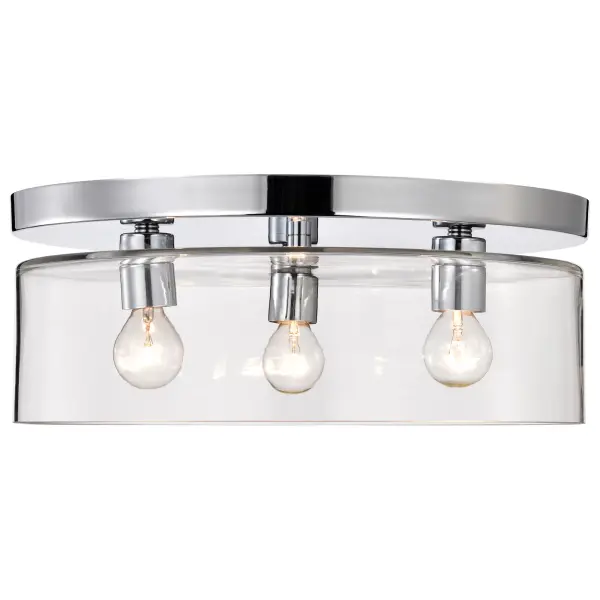 Marlowe 15" Flush Mount in Polished Nickel with Clear Glass - Image 6